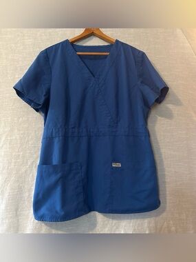 Grey’s Anatomy Scrub Top Short Sleeve V-Neck Pullover Blue Women’s Sz L